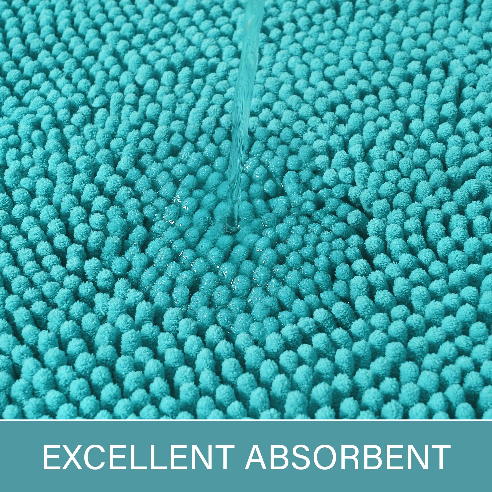 LOCHAS teal blue bath mat non-slip backing for secure placement