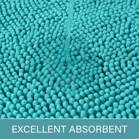 LOCHAS teal blue bath mat non-slip backing for secure placement