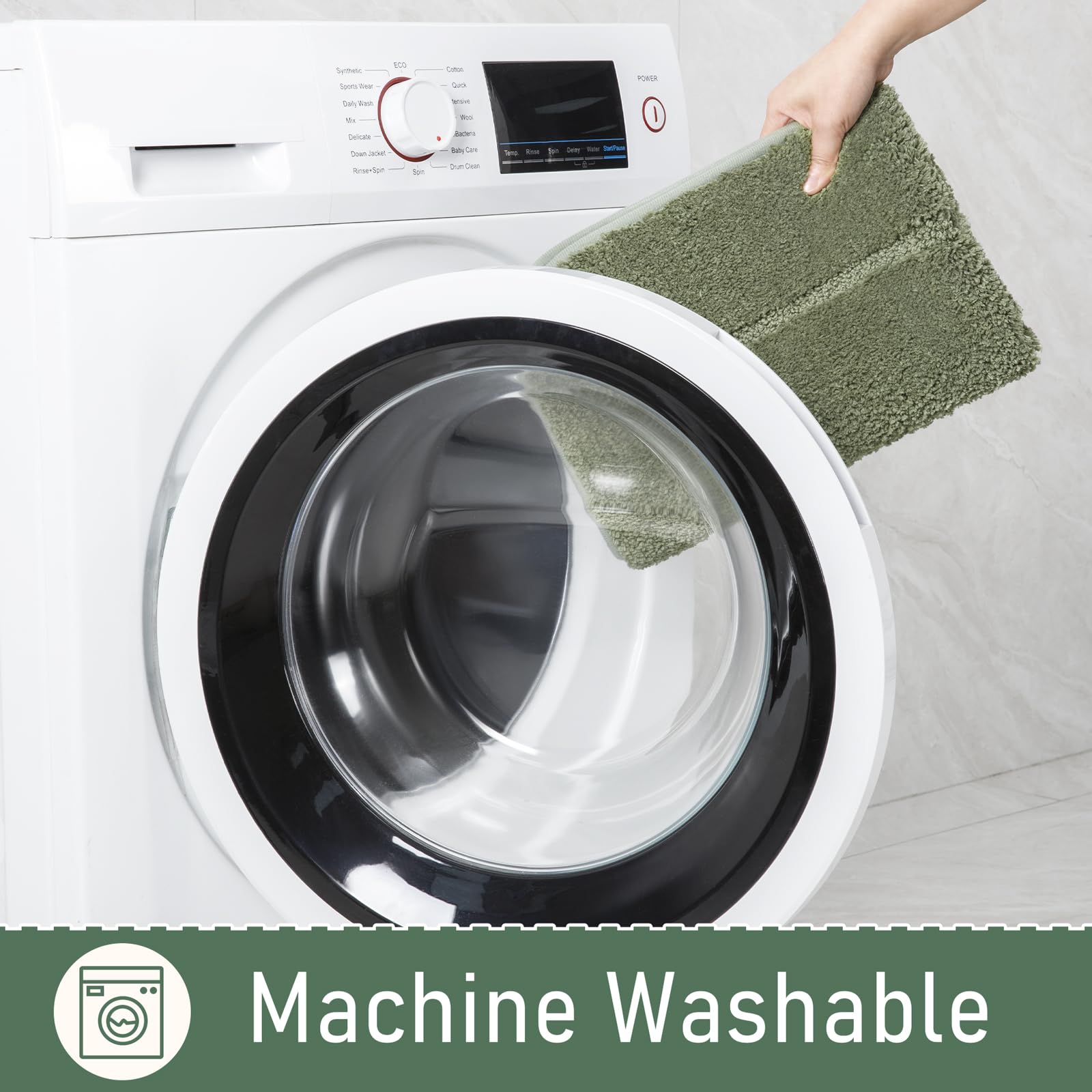 LOCHAS washable rug ready for machine cleaning on cold cycle