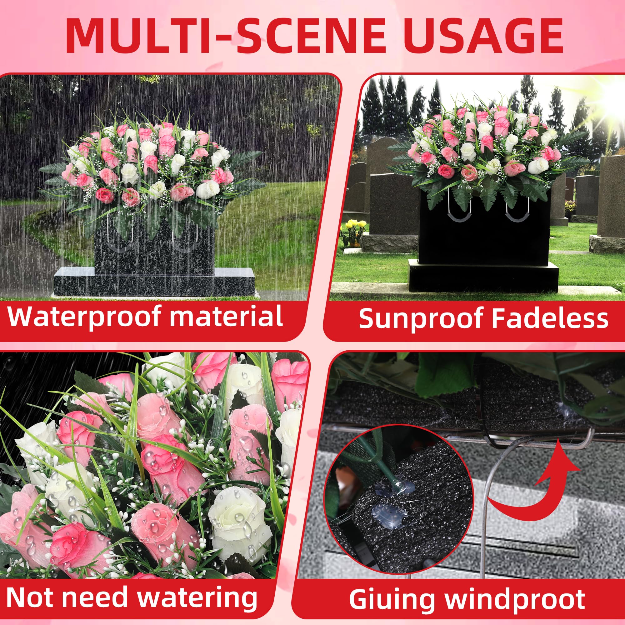 Lodou artificial cemetery flowers UV-resistant and weatherproof for lasting color.