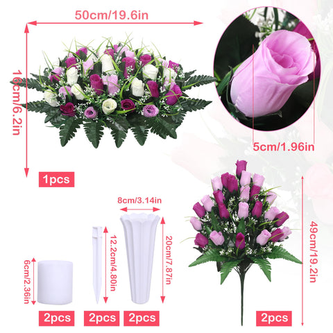 Lodou cemetery flower bouquet rose, 15 inches tall, ready for grave placement.