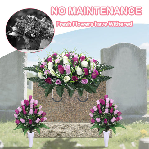 Lodou flower saddle with sturdy wire handle for secure grave display.