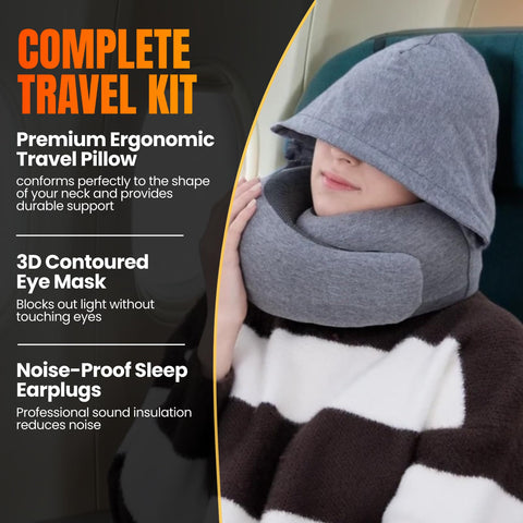 LOEXAIR Hooded Pro Travel Pillow compact carry bag enables easy packing