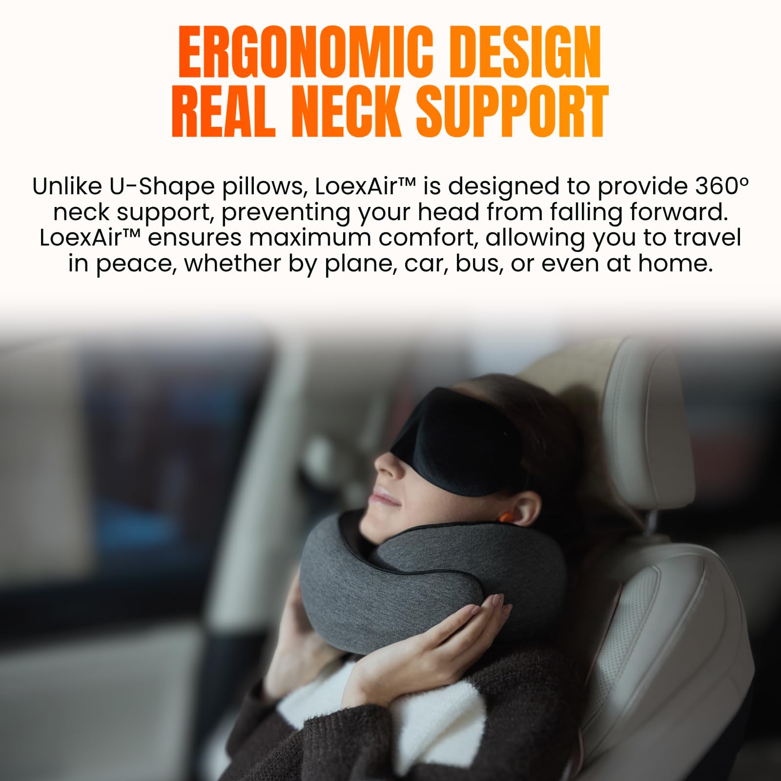 LOEXAIR Pillow with luggage attachment for easy transport