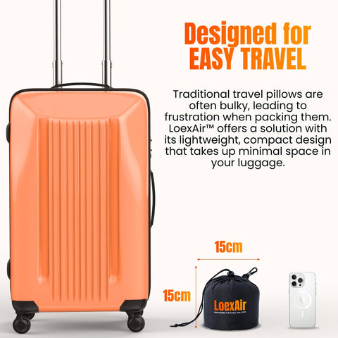 LOEXAIR Hooded Pro Travel Pillow luggage-friendly design travels with you