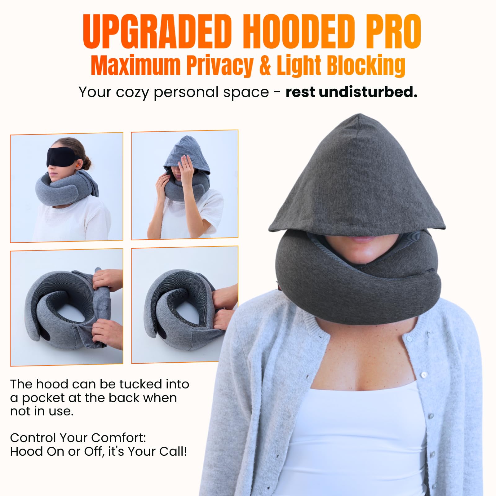 LOEXAIR Hooded Pro Pillow hood for privacy and light blocking during travel