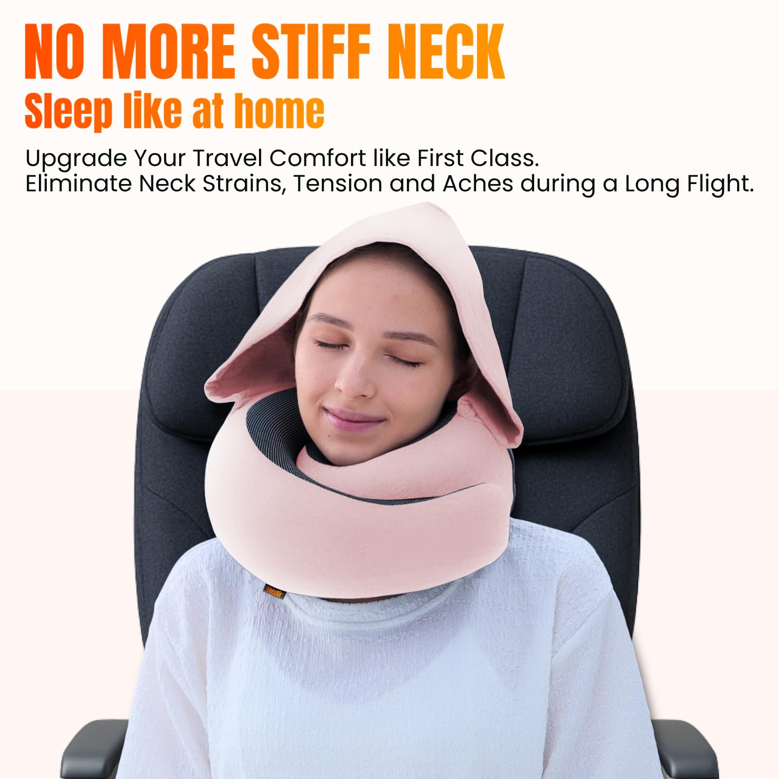 LOEXAIR Hooded light-blocking feature creates private, distraction-free rest.