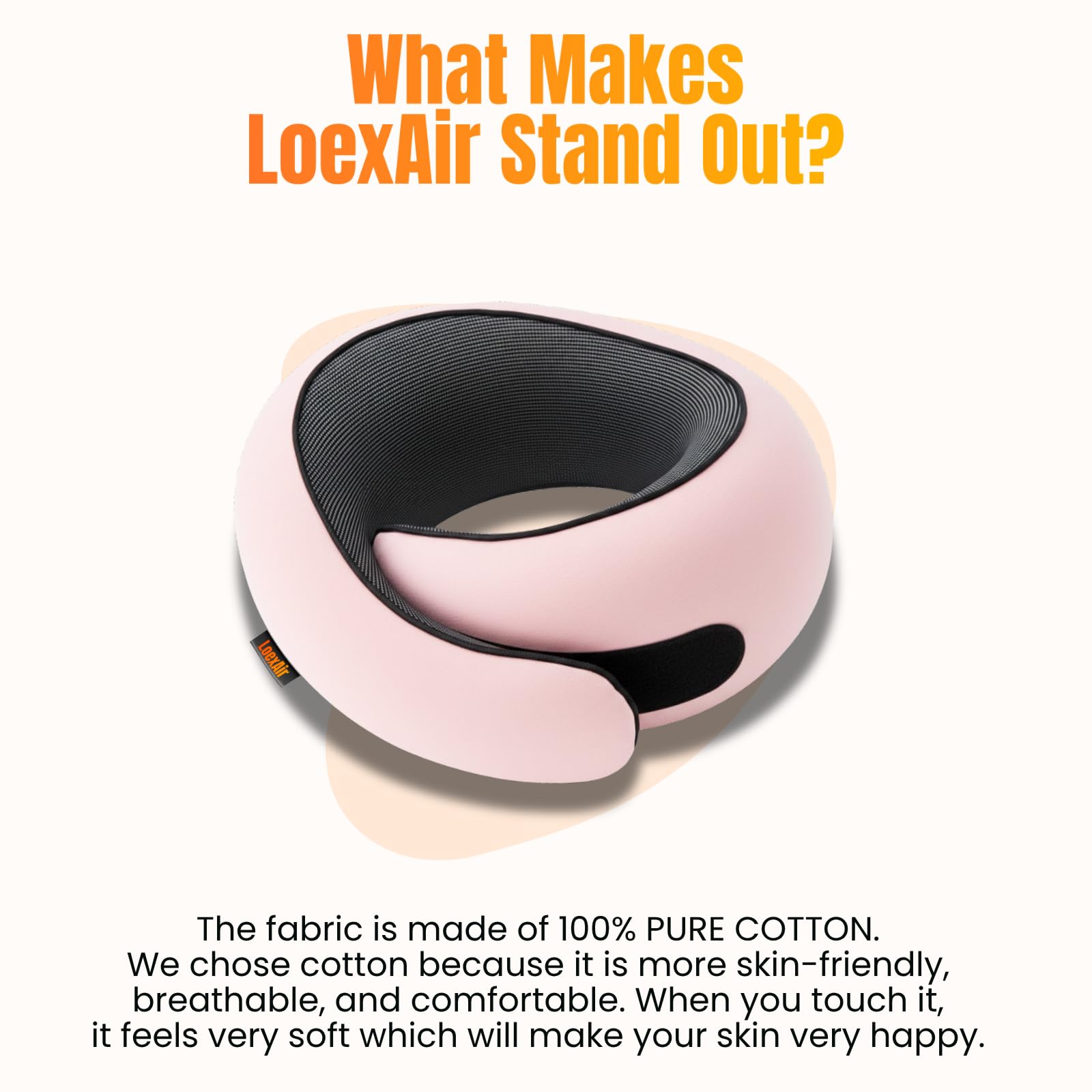 LOEXAIR lightweight pillow fits easily in luggage.