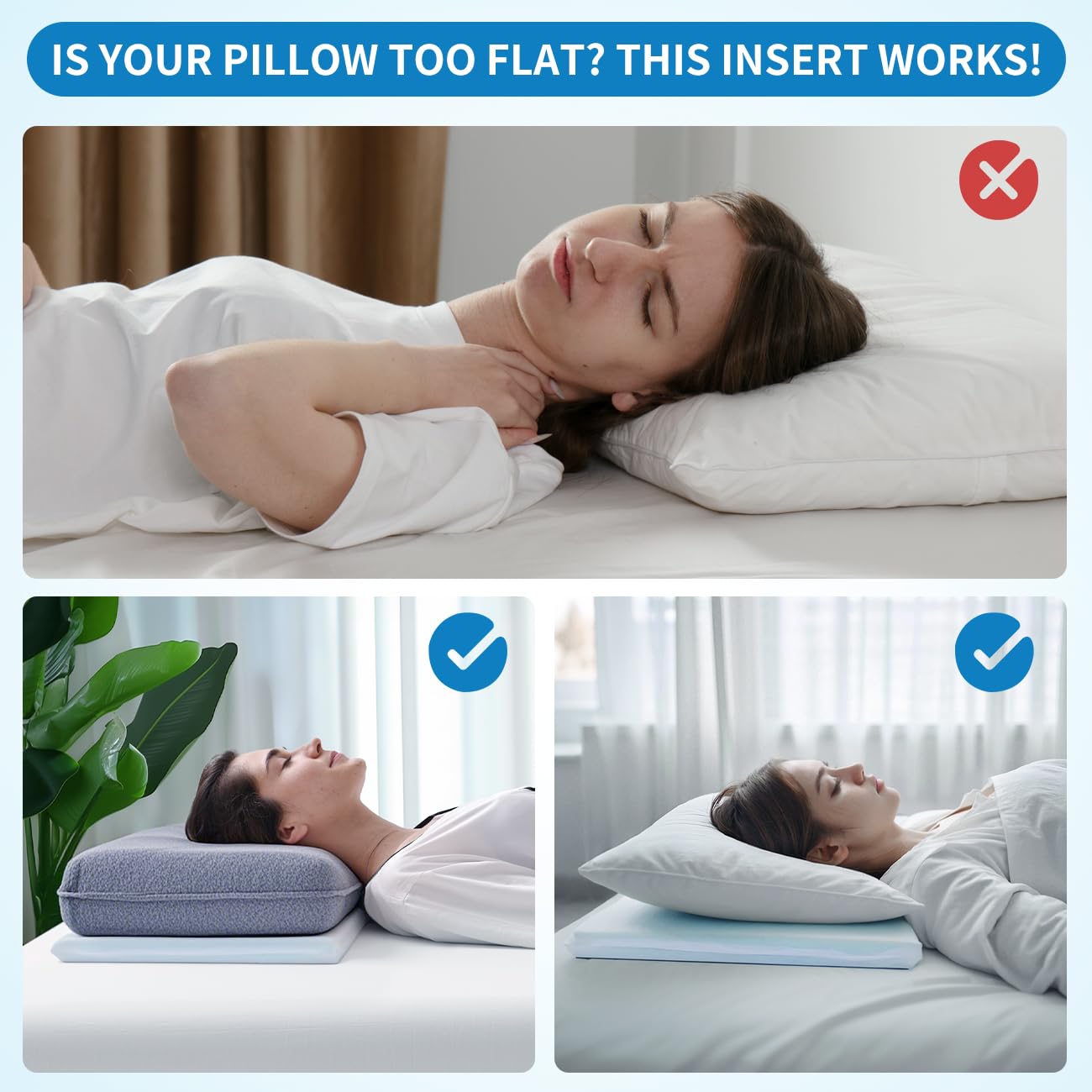 LOFE adjustable memory foam pillow blue soft layer, plush feel for gentle support