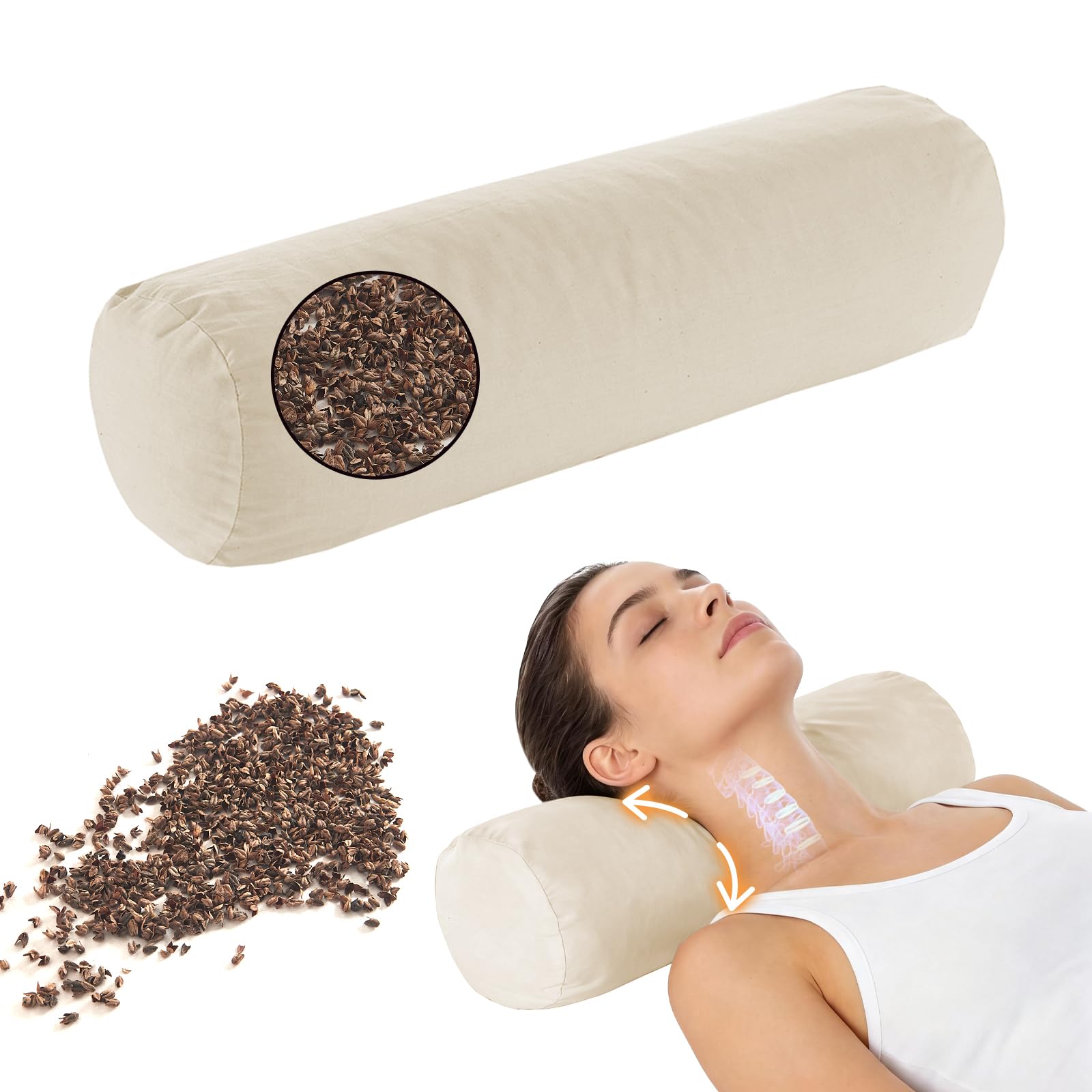 LOFE Buckwheat Pillow adjustable height for personalized neck support.