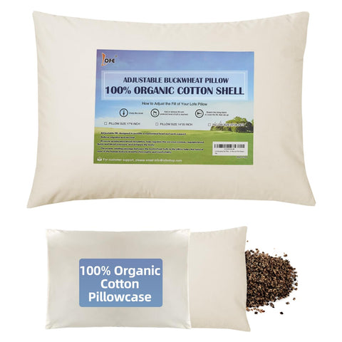 LOFE pillow with organic cotton shell for natural support.