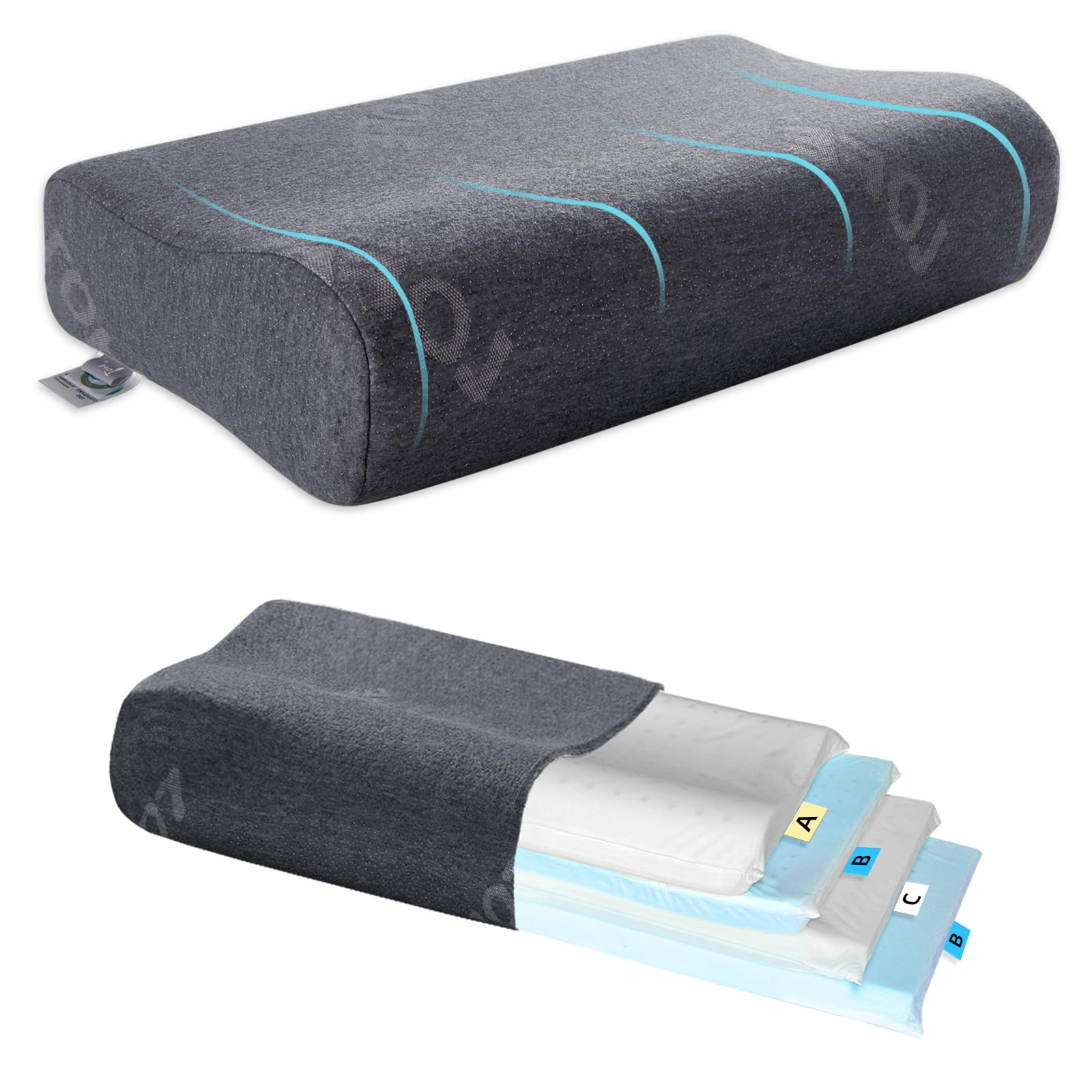 LOFE Contour Pillow layers setup shows customizable firmness for comfort.