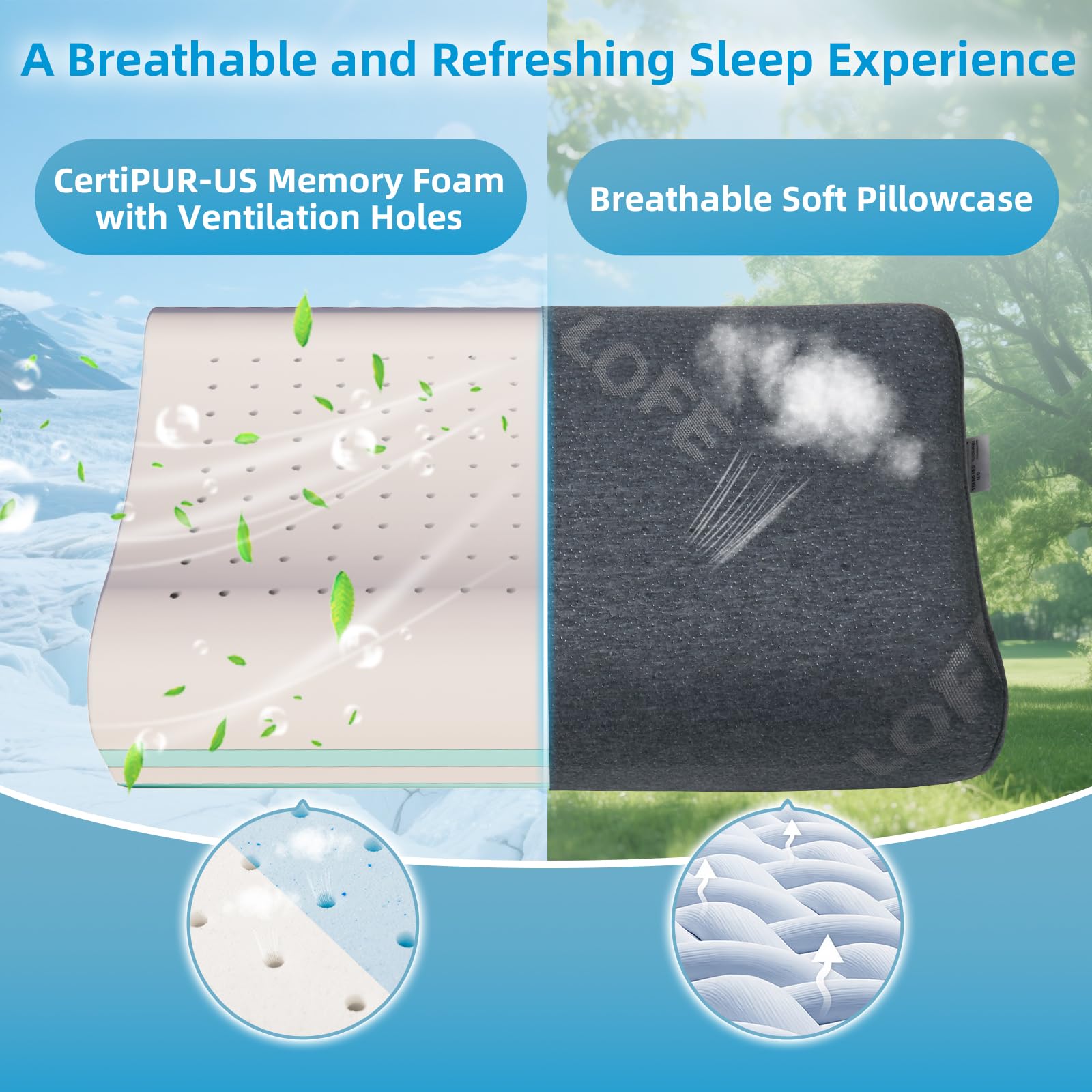 LOFE Contour Pillow travel-friendly adjustable height for better support.