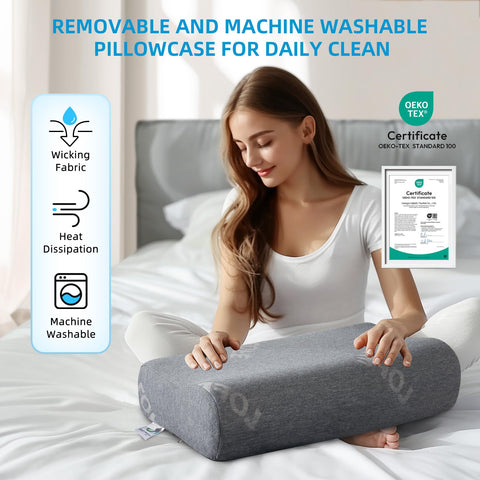 LOFE Contour Pillow machine-washable cover for easy care.