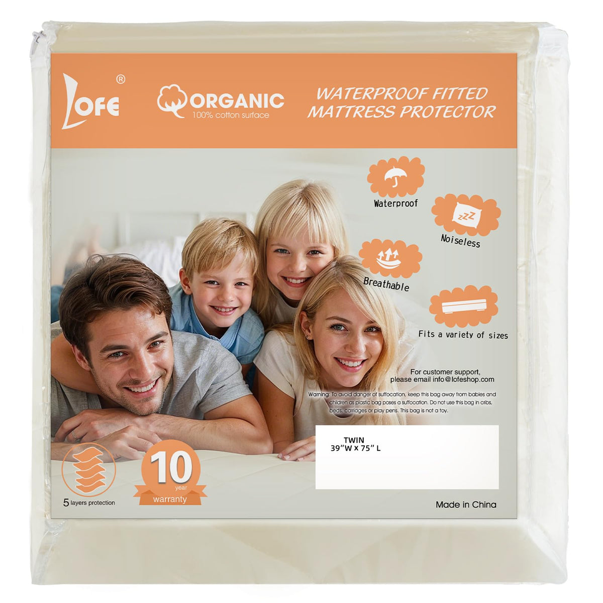 LOFE organic twin top-cover delivers soft comfort and edge protection.