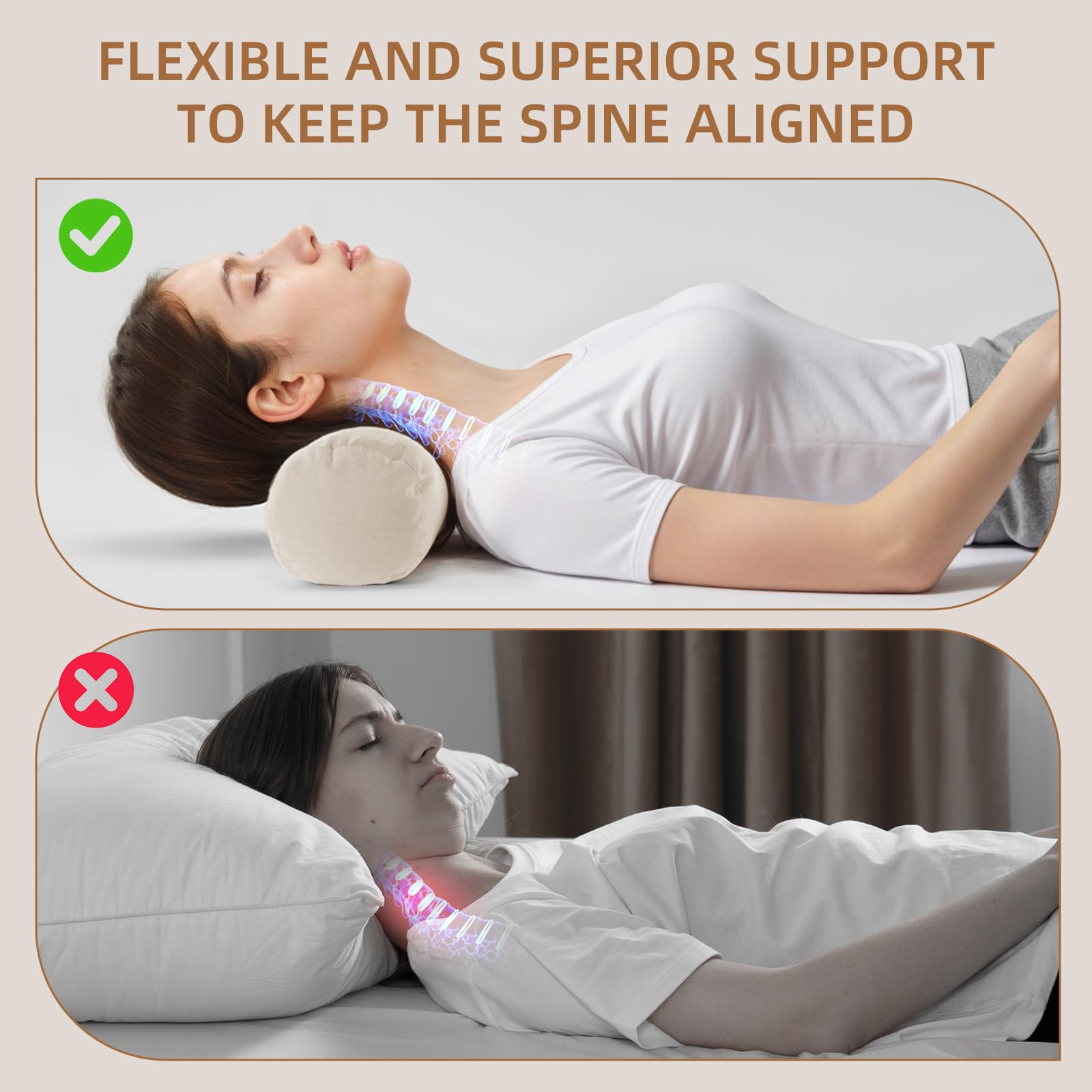 LOFE Buckwheat Pillow aids neck comfort during travel.