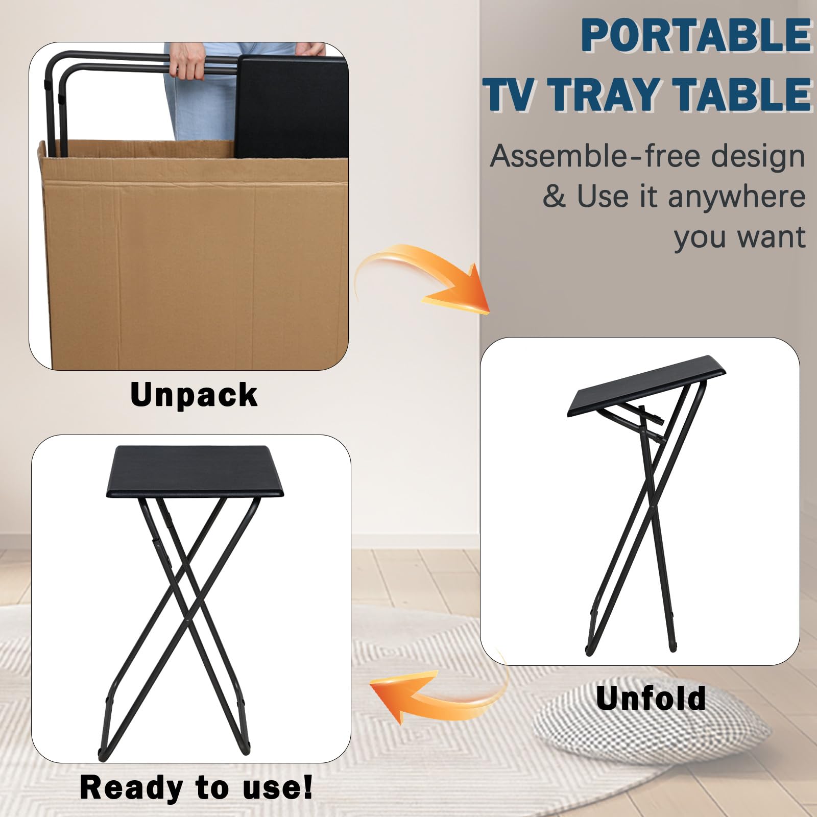 LOFTEY TV Trays used for a couch meal setup on the living room