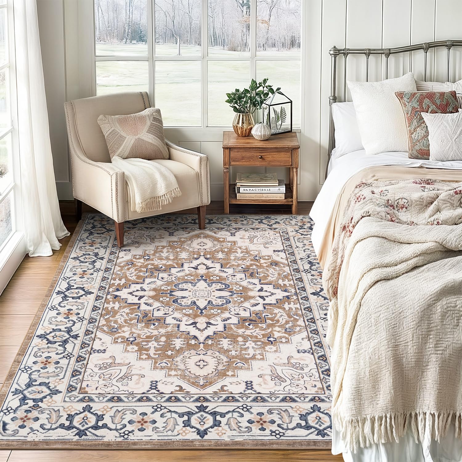 Lofus 5x7 rug boho medallion pattern to complement neutral decor.