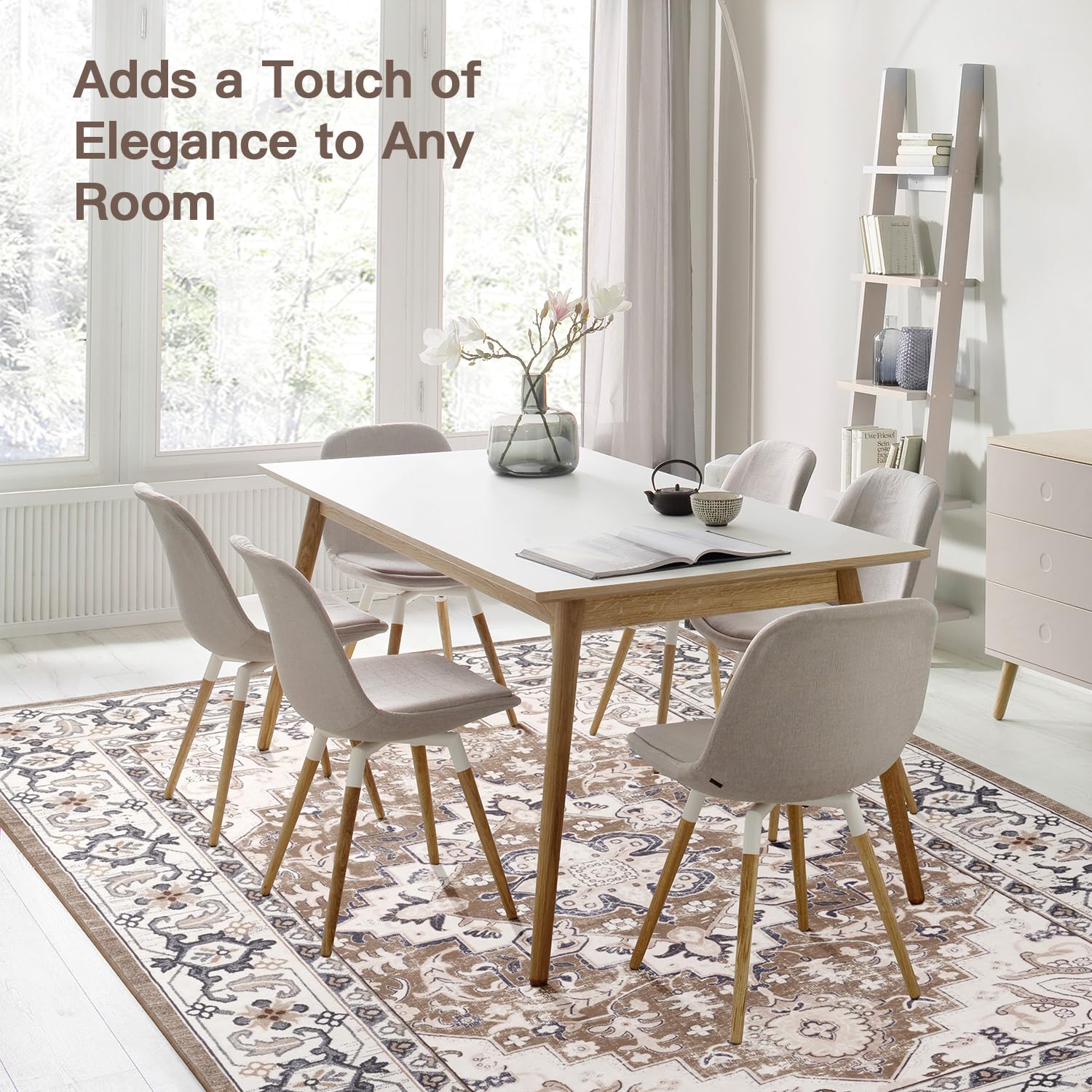 Lofus 5x7 rug suitable for dining rooms with durable low pile.