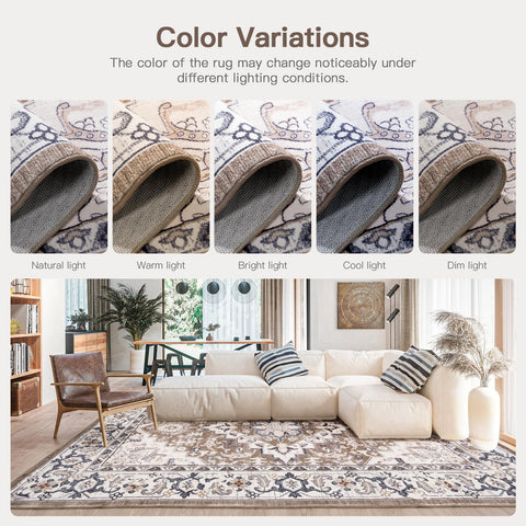 Lofus 5x7 rug low-pile construction for easy cleaning.