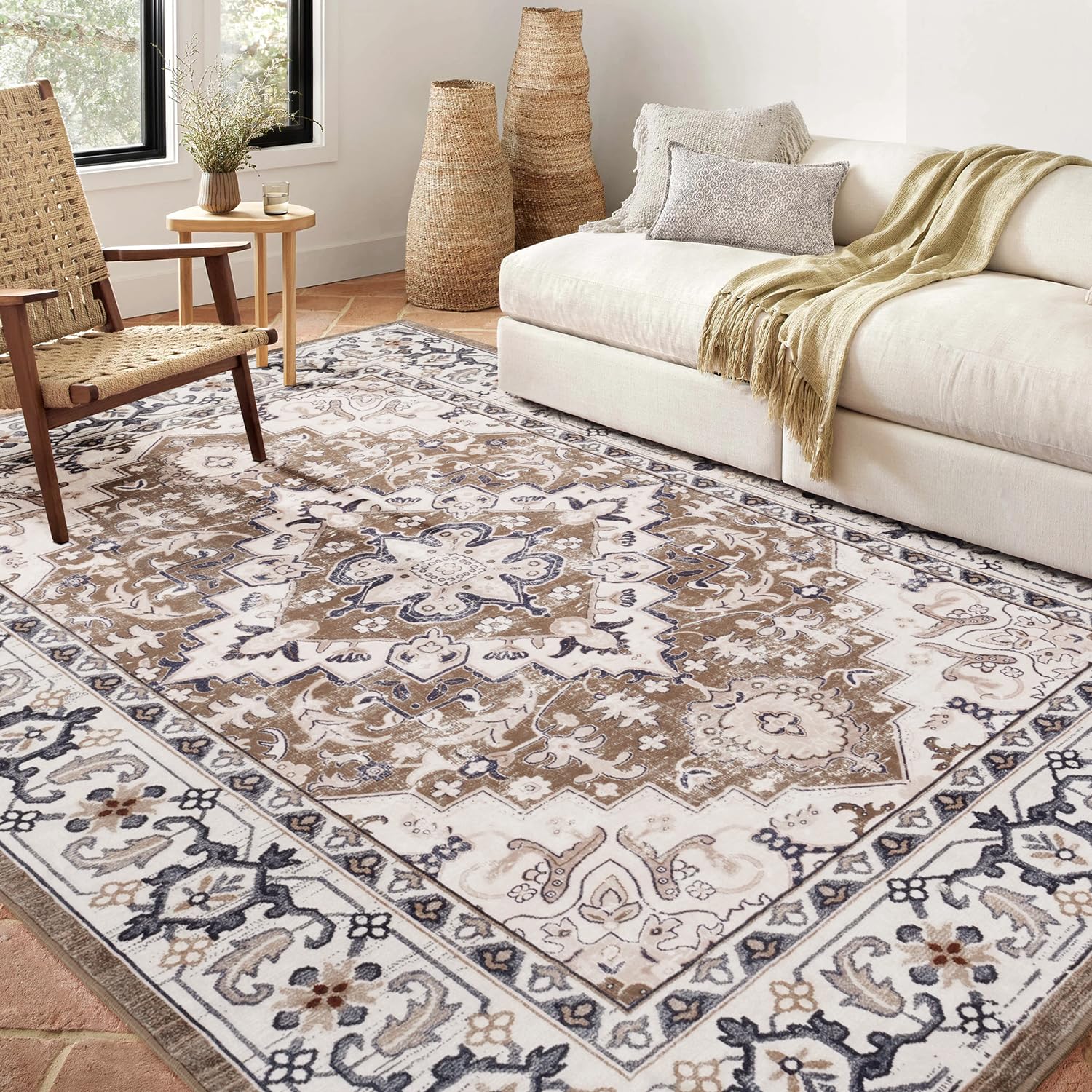 Lofus 5x7 rug with soft texture and non-slip backing for safe floors.