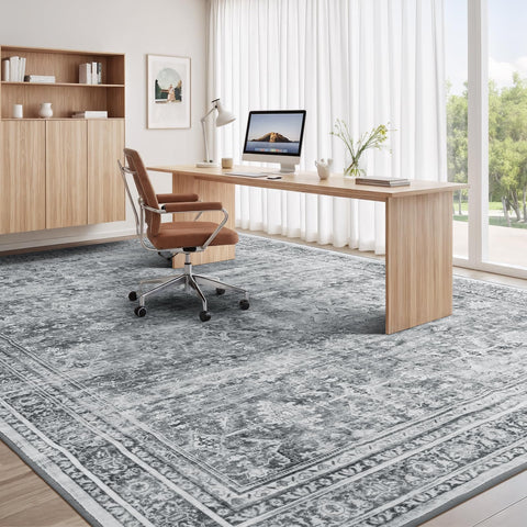 Lofus 8x10 rug with low-pile design that resists pet hair and debris.