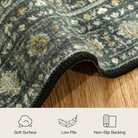 Lofus bedroom rug with soft green tones for calm spaces.