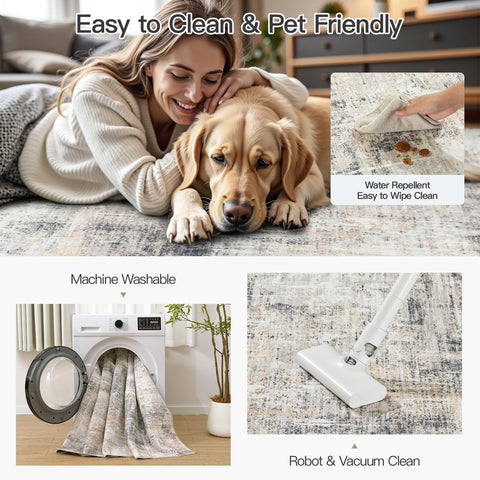 Lofus machine washable rug care label for easy cleaning