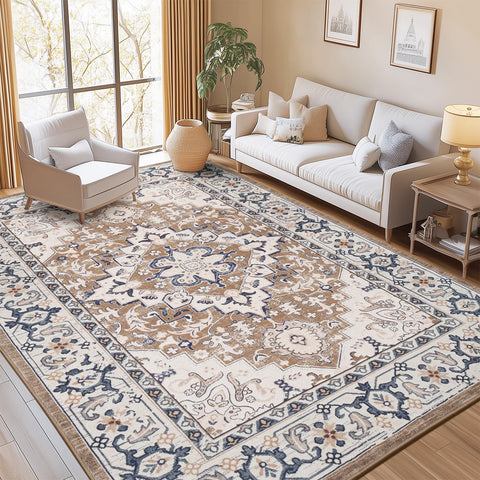 Lofus vintage boho medallion rug enhances neutral decor and cozy vibe