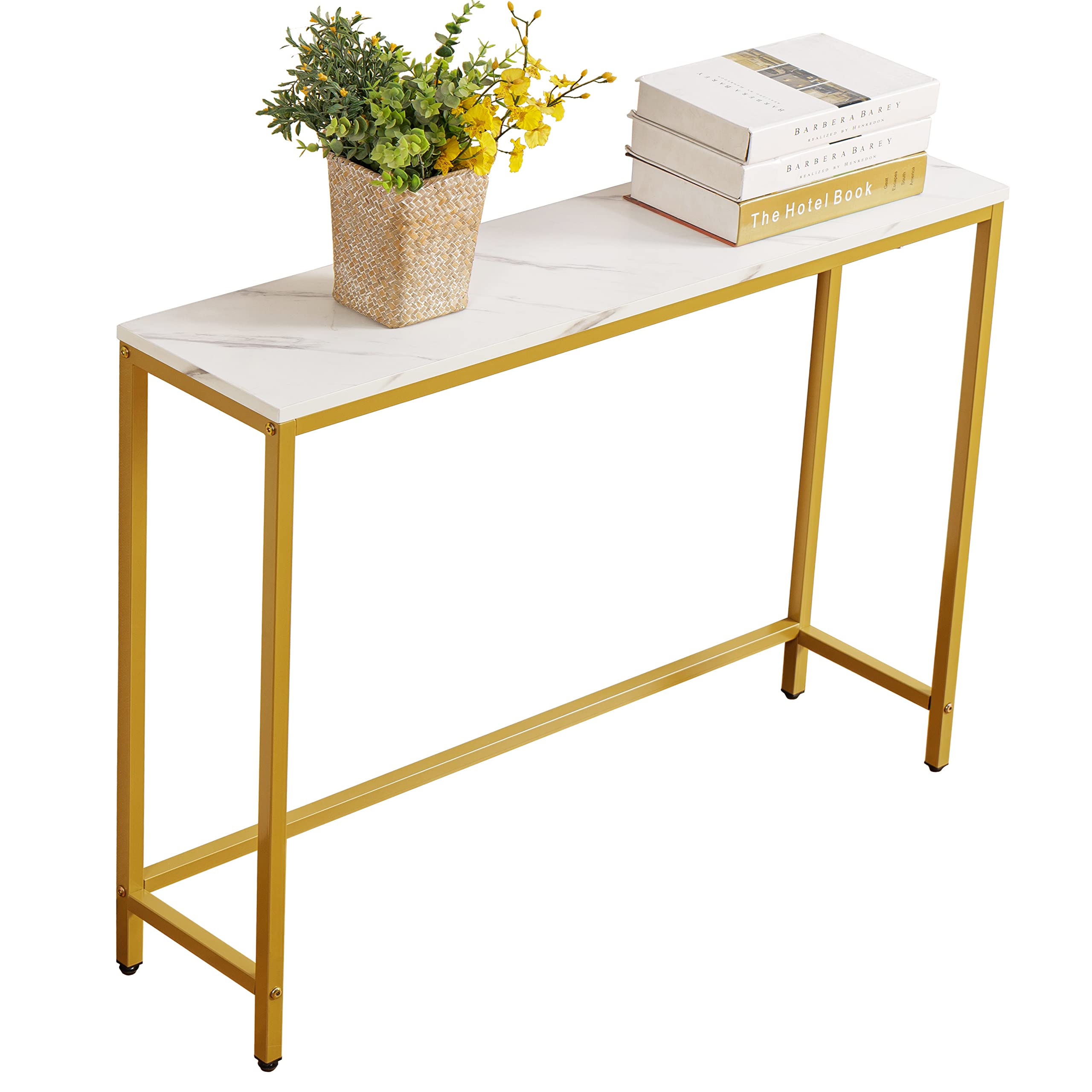 loglus small console table with faux marble top for a stylish foyer.