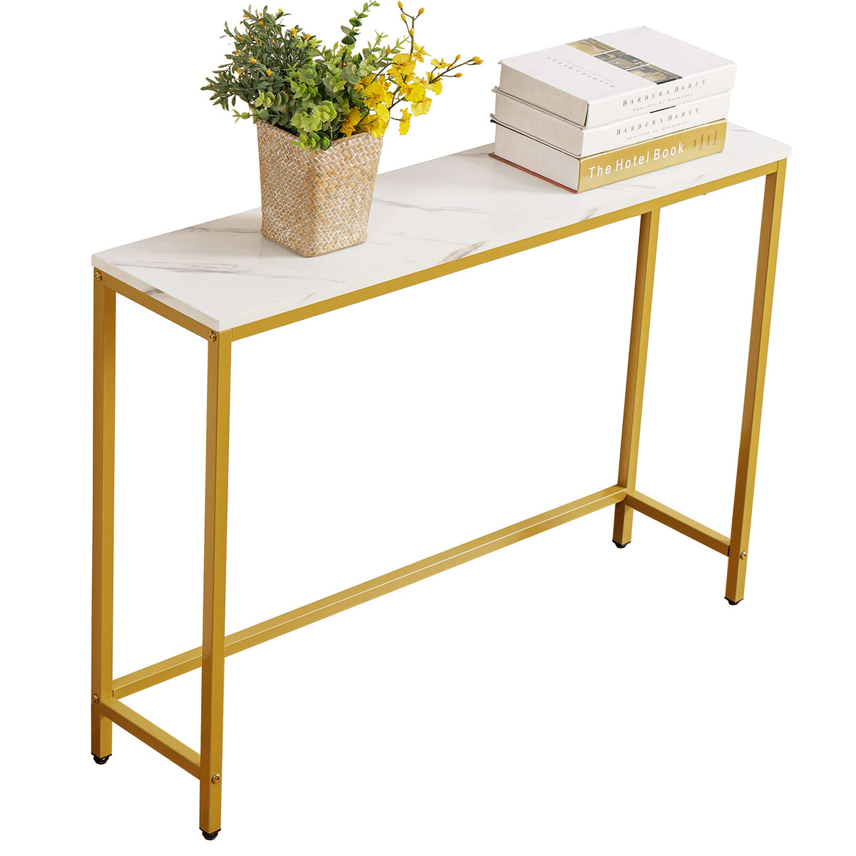 loglus small console table with faux marble top for a stylish foyer.