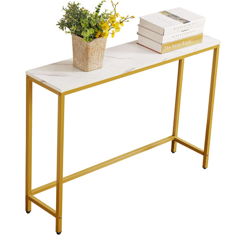 loglus small console table with faux marble top for a stylish foyer.
