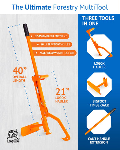 LogOX 3-in-1 cant hook 40in in action rolling a log