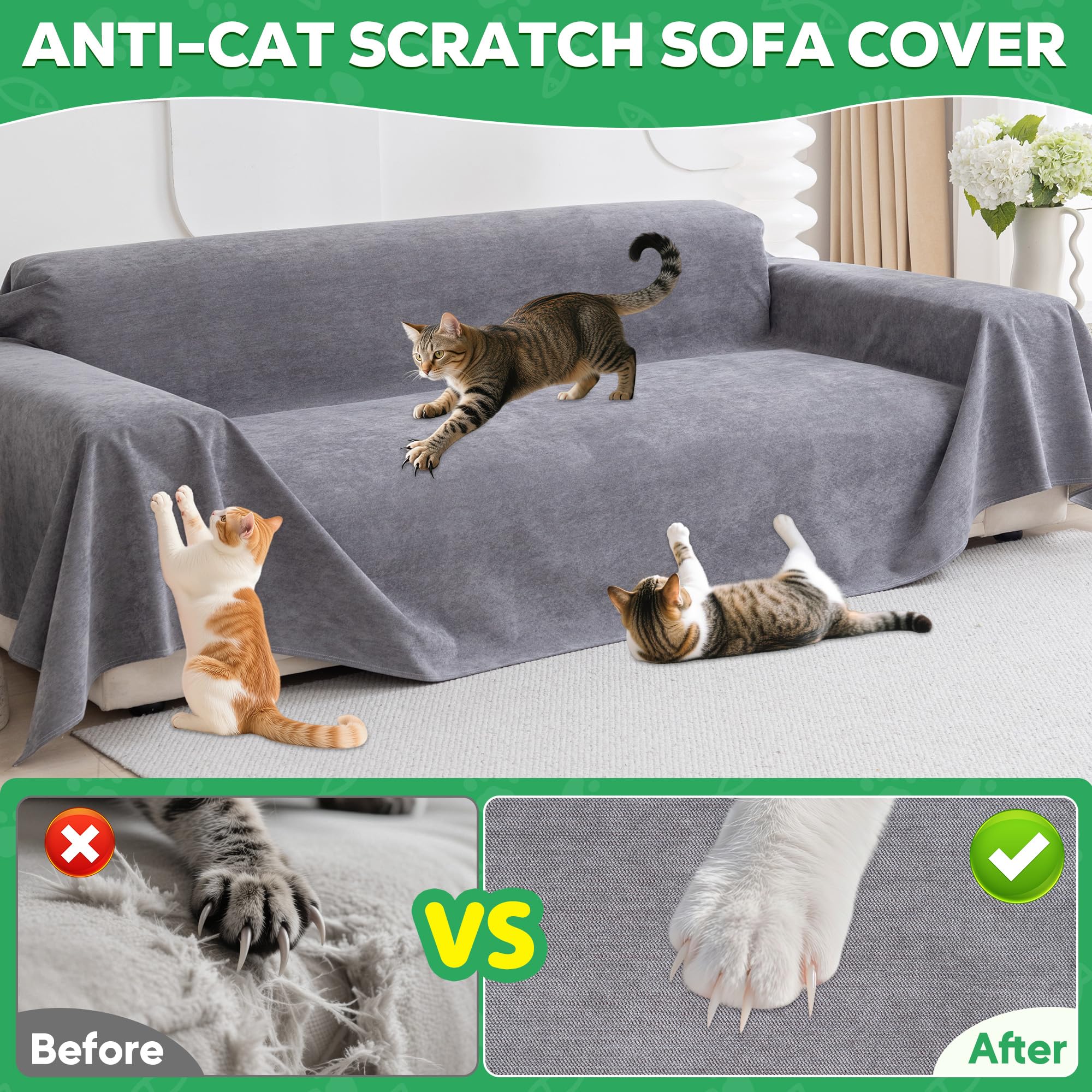 Loiion full-coverage sofa protector shields back, seats, and armrests