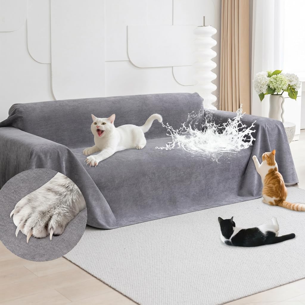 Loiion cat-scratch-protector on sofa demonstrating anti-scratch protection and easy maintenance