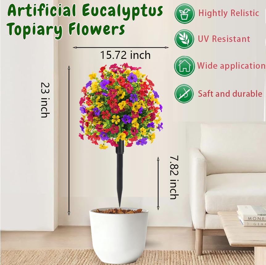 Lokediren spring artificial boxwood topiary for porch and patio decor.