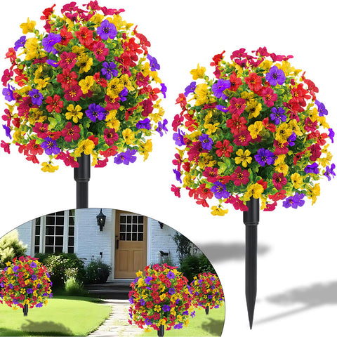 Lokediren topiary ball with spikes, 23-inch, two-pack, vivid outdoor greenery.