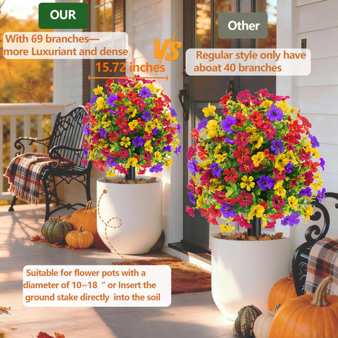 Lokediren UV-resistant fake shrubs with violet flowers for year-round curb appeal.