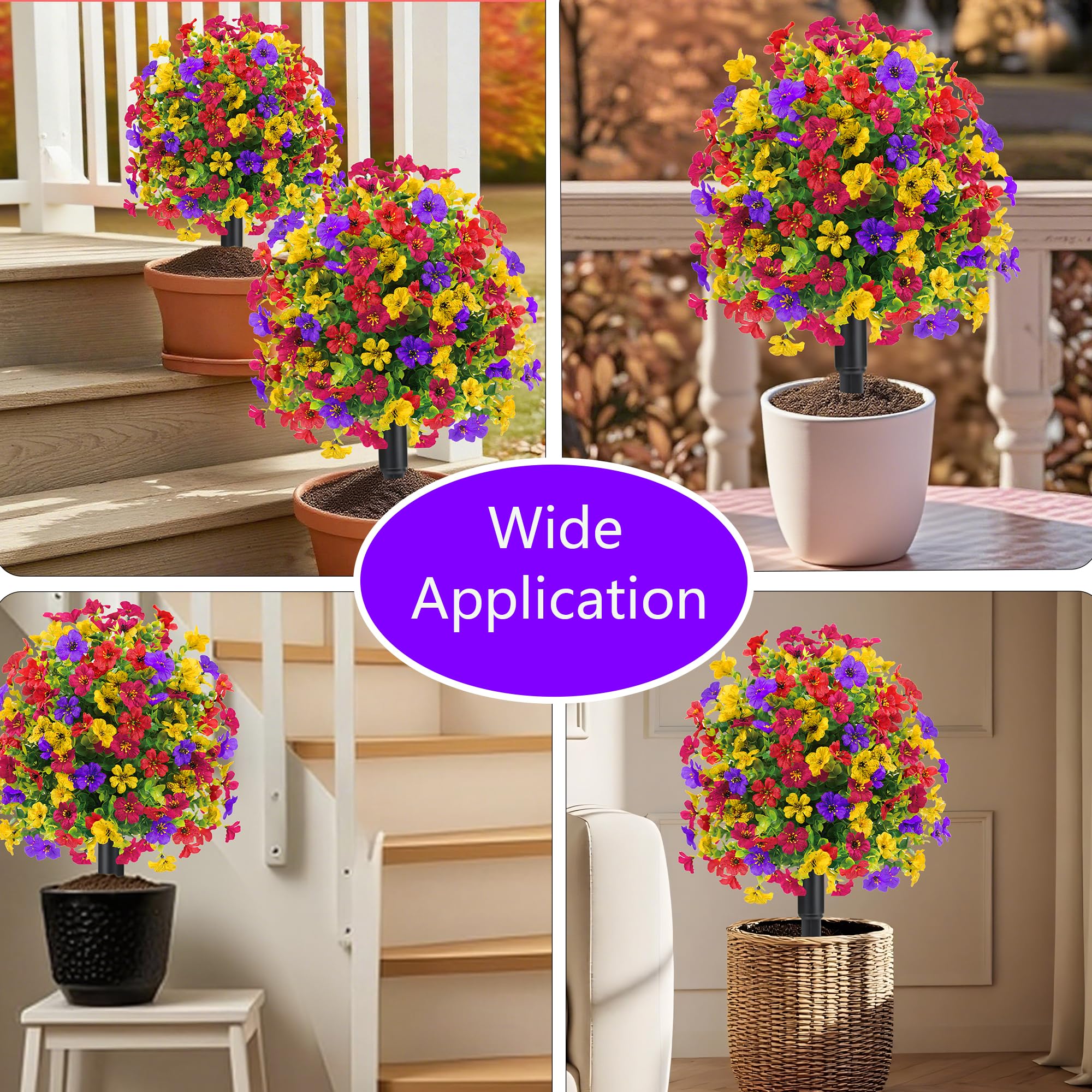 Lokediren violet-flowered faux shrubs brighten outdoor spaces without watering.