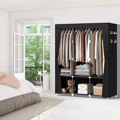LOKEME portable closet-3-hanging-rods provides generous hanging space for garments