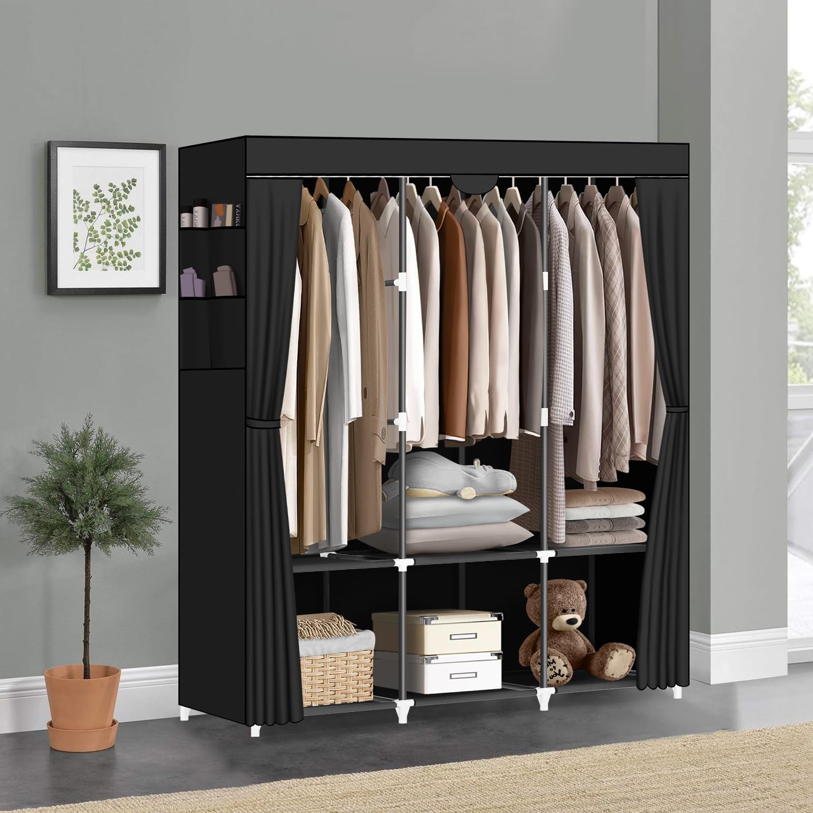 LOKEME portable closet-6-shelves-storage keeps folded items neatly accessible