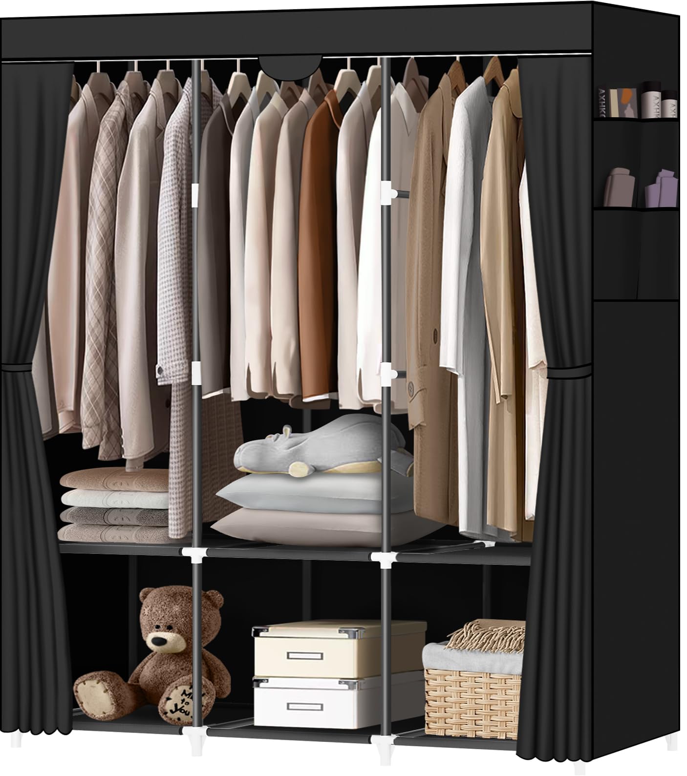 LOKEME portable closet assembly-step shows quick setup for organized space