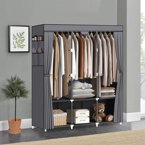 LOKEME Closet with six storage shelves keeps folded items neatly organized.