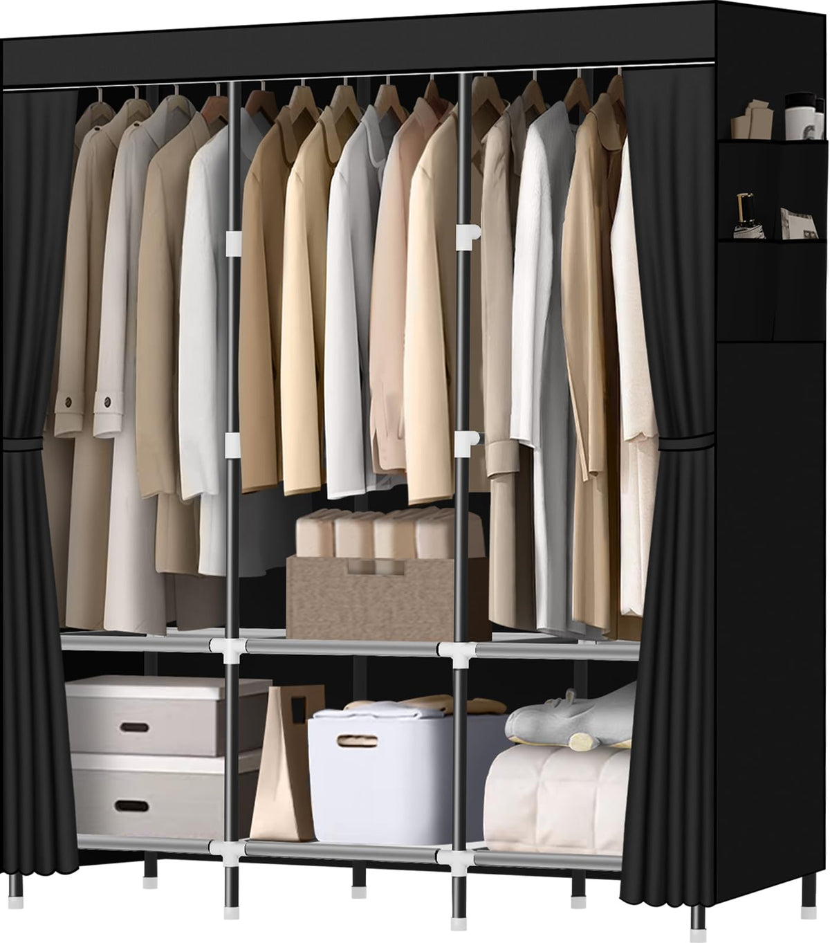 LOKEME Wardrobe Closet assembly shows sturdy frame for reliable storage