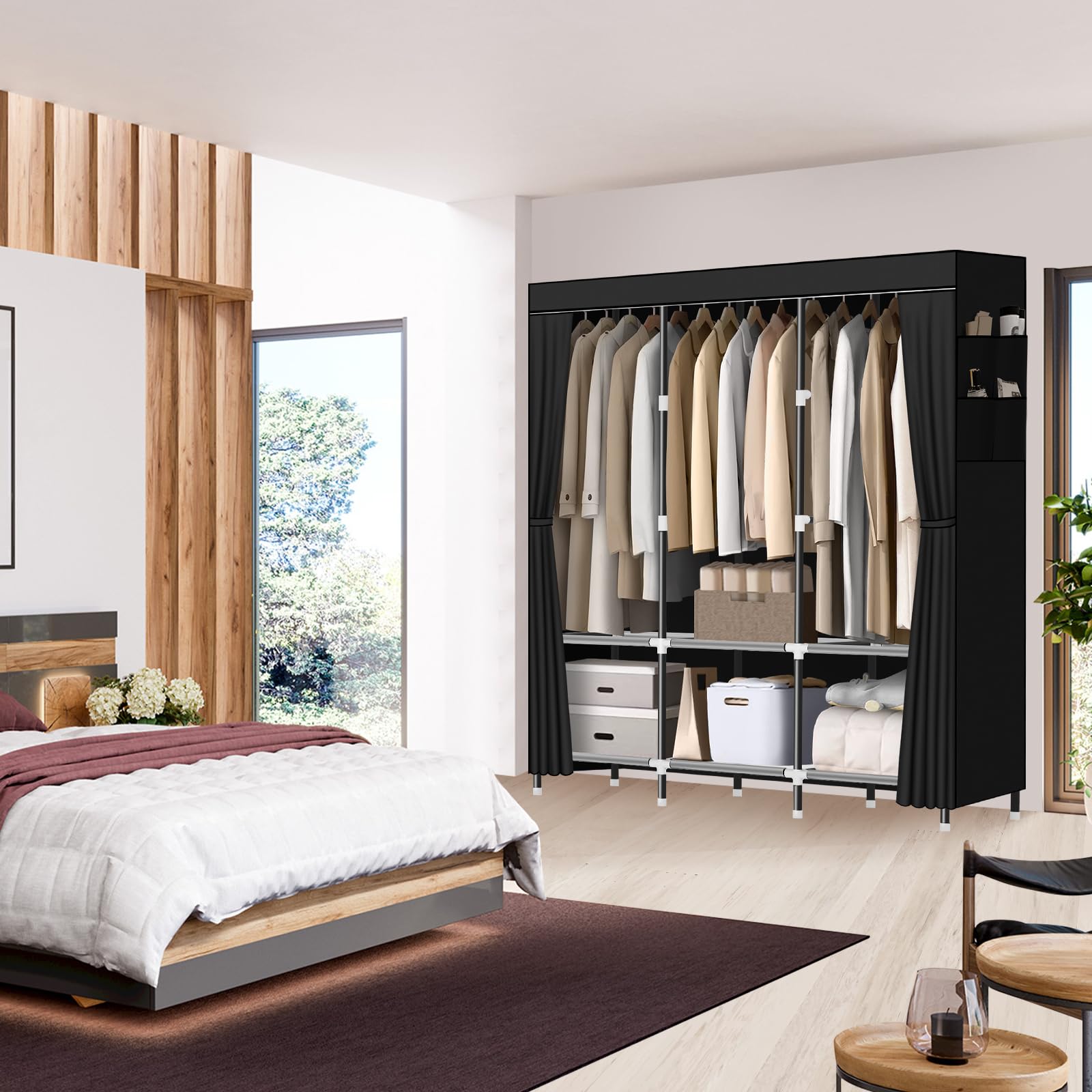 LOKEME Wardrobe Closet portable design suitable for bedrooms and dorms