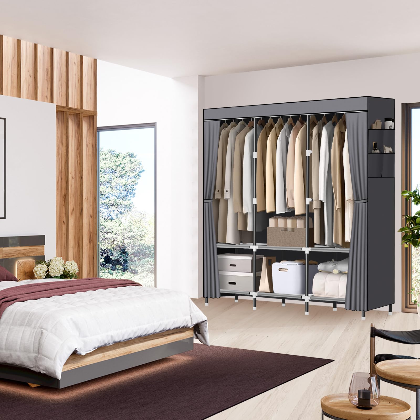 LOKEME Wardrobe Closet portable storage for temporary or long-term use