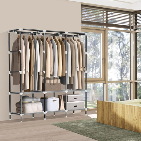LOKEME Wardrobe Closet features six shelves for organized folded items