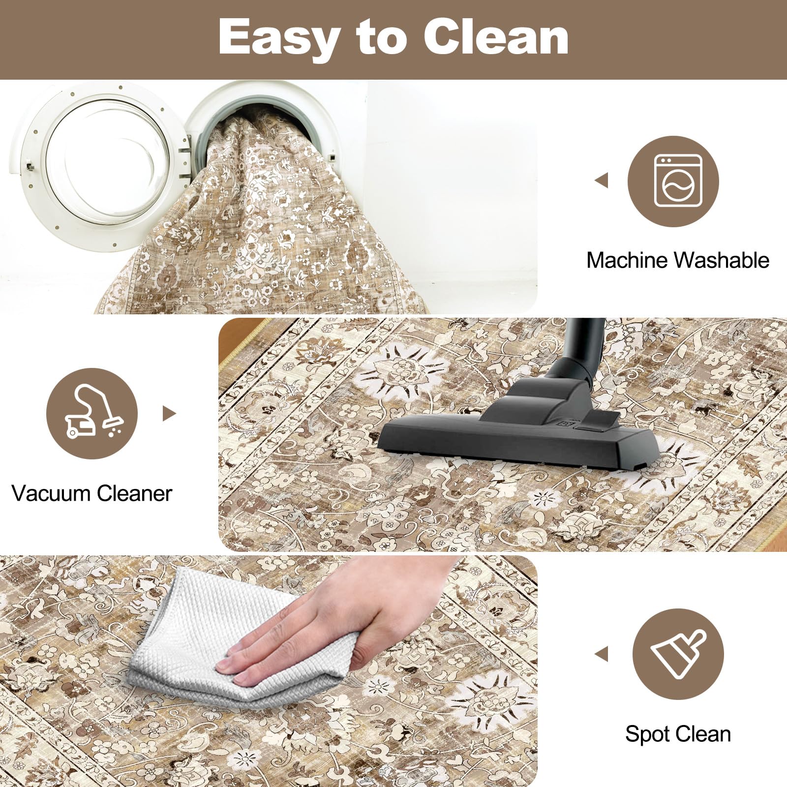 LOKHOM high-traffic hallway rug illustrates anti-slip backing for steady footing.