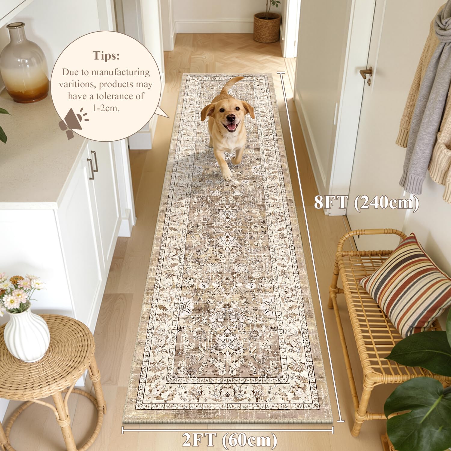 LOKHOM washable runner 2x8 non-slip back demonstrates secure placement on slippery floors.