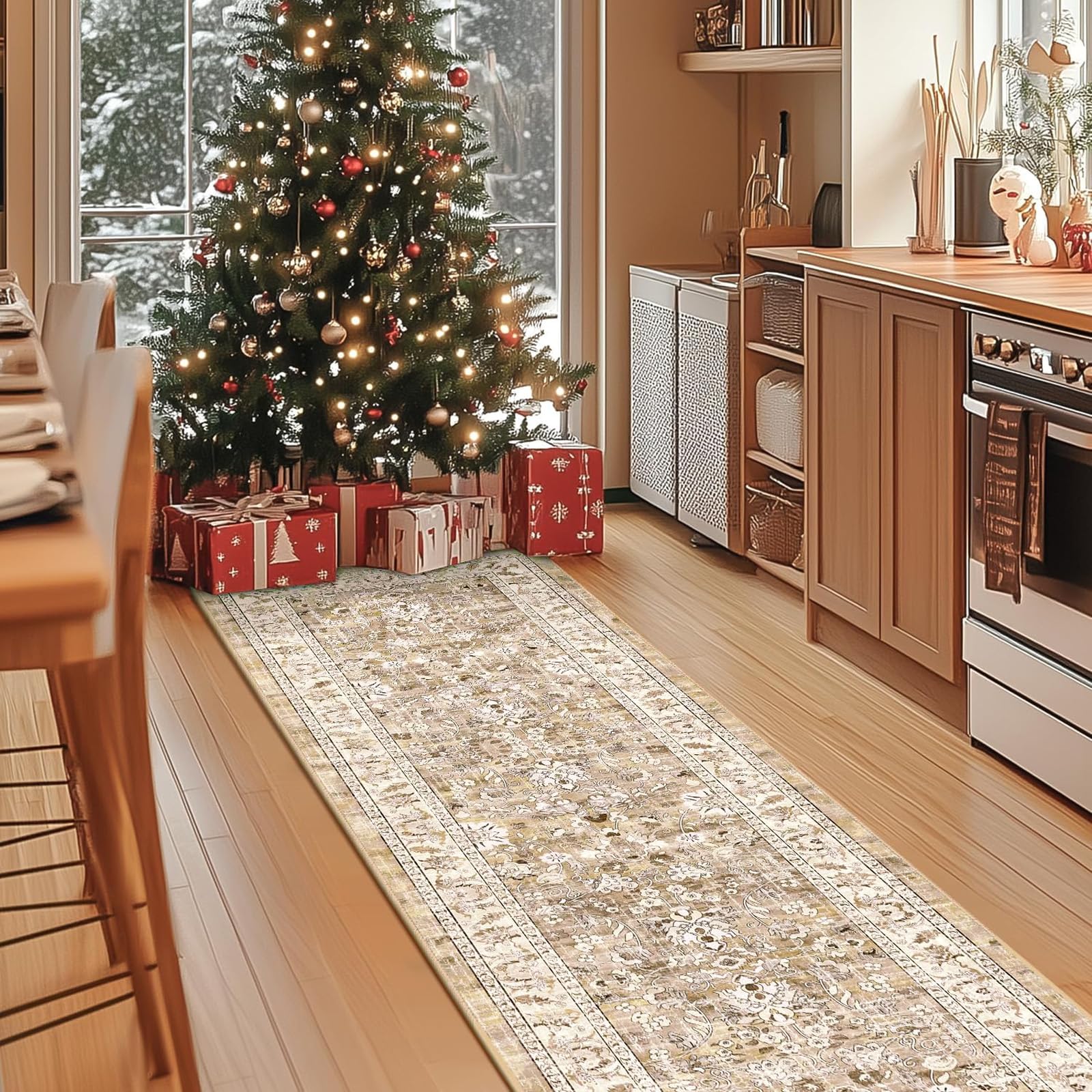 LOKHOM boho rug suitable for kitchen and entryways, easy cleaning